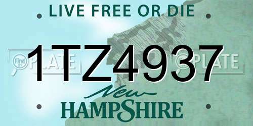 1TZ4937 New Hampshire License Plate