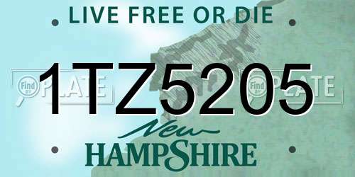 1TZ5205 New Hampshire License Plate