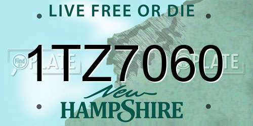1TZ7060 New Hampshire License Plate