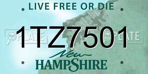 1TZ7501 New Hampshire License Plate