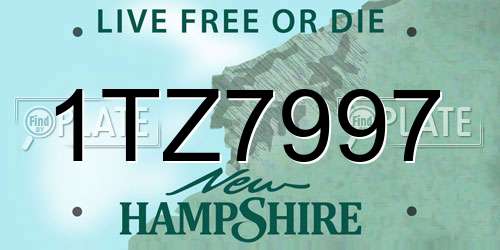 1TZ7997 New Hampshire License Plate