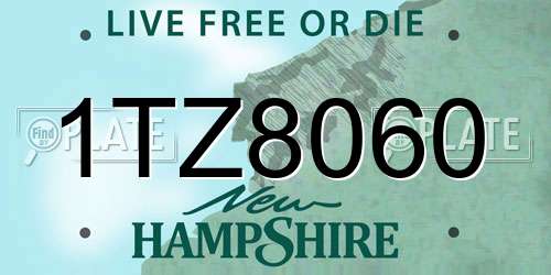 1TZ8060 New Hampshire License Plate
