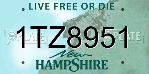 1TZ8951 New Hampshire License Plate