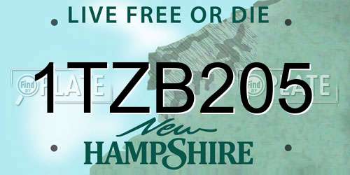 1TZB205 New Hampshire License Plate