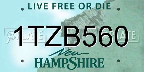 1TZB560 New Hampshire License Plate