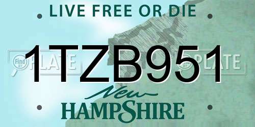 1TZB951 New Hampshire License Plate