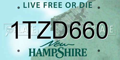 1TZD660 New Hampshire License Plate