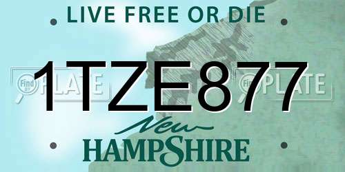 1TZE877 New Hampshire License Plate