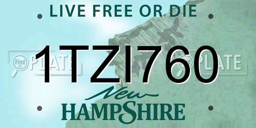 1TZI760 New Hampshire License Plate