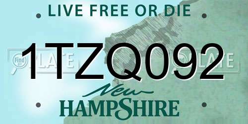 1TZQ092 New Hampshire License Plate