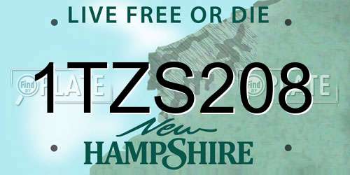 1TZS208 New Hampshire License Plate