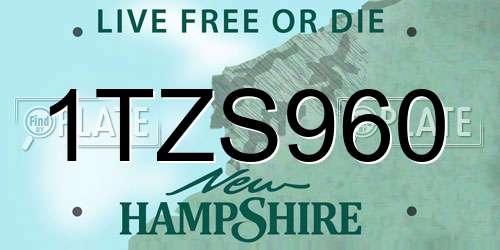 1TZS960 New Hampshire License Plate