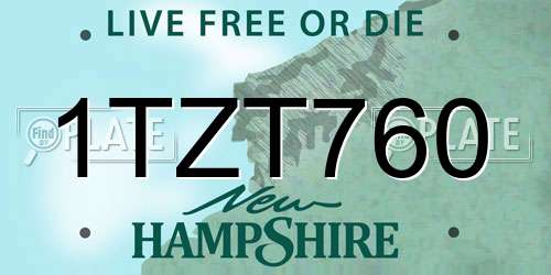 1TZT760 New Hampshire License Plate