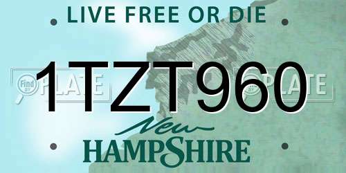 1TZT960 New Hampshire License Plate