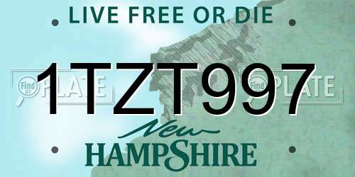 1TZT997 New Hampshire License Plate
