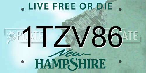 1TZV86 New Hampshire License Plate