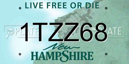 1TZZ68 New Hampshire License Plate