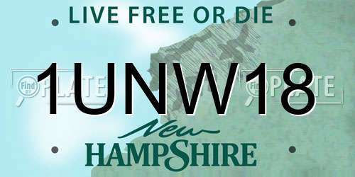 1UNW18 New Hampshire License Plate