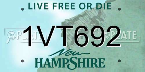 1VT692 New Hampshire License Plate