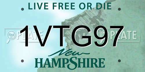 1VTG97 New Hampshire License Plate