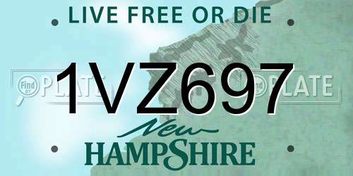 1VZ697 New Hampshire License Plate