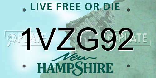 1VZG92 New Hampshire License Plate