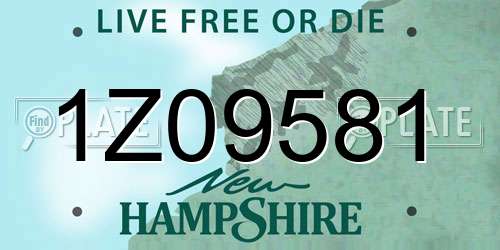 1Z09581 New Hampshire License Plate