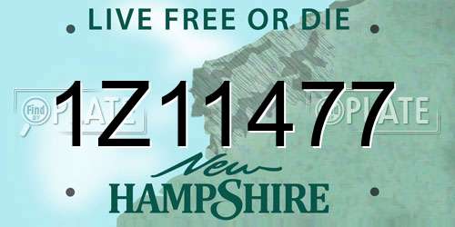 1Z11477 New Hampshire License Plate