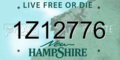 1Z12776 New Hampshire License Plate