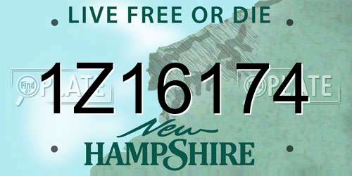 1Z16174 New Hampshire License Plate