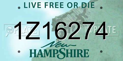 1Z16274 New Hampshire License Plate