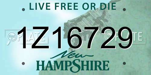 1Z16729 New Hampshire License Plate