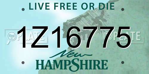1Z16775 New Hampshire License Plate