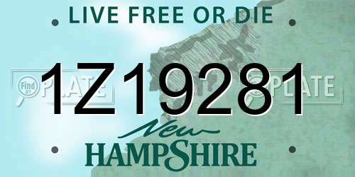 1Z19281 New Hampshire License Plate