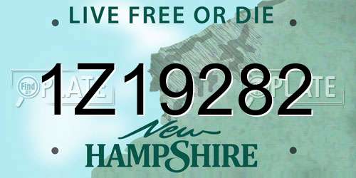 1Z19282 New Hampshire License Plate