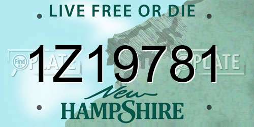 1Z19781 New Hampshire License Plate