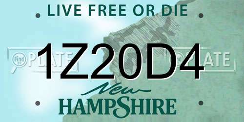 1Z20D4 New Hampshire License Plate