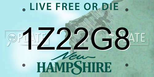 1Z22G8 New Hampshire License Plate