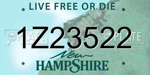 1Z23522 New Hampshire License Plate