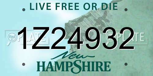 1Z24932 New Hampshire License Plate