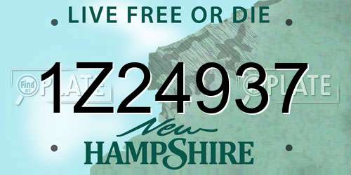 1Z24937 New Hampshire License Plate