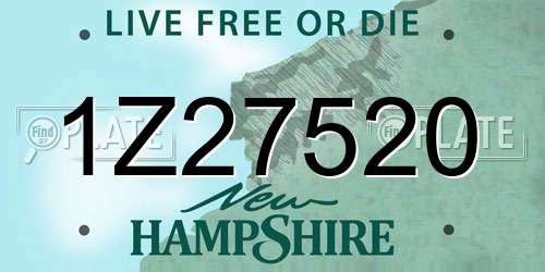 1Z27520 New Hampshire License Plate