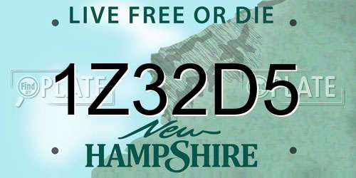 1Z32D5 New Hampshire License Plate