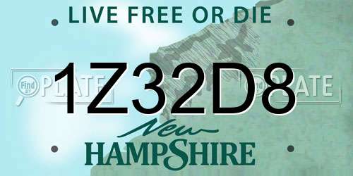 1Z32D8 New Hampshire License Plate