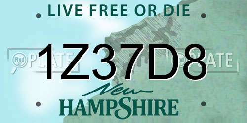 1Z37D8 New Hampshire License Plate
