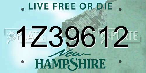 1Z39612 New Hampshire License Plate