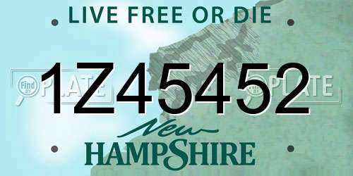 1Z45452 New Hampshire License Plate