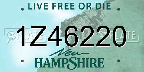1Z46220 New Hampshire License Plate