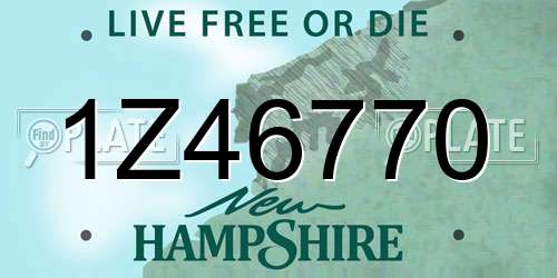 1Z46770 New Hampshire License Plate