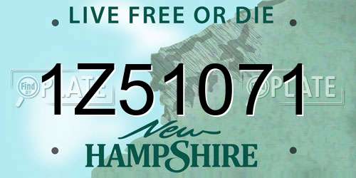 1Z51071 New Hampshire License Plate